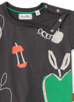 Preview: T-Shirt dunkelblau Apfel/Raupe